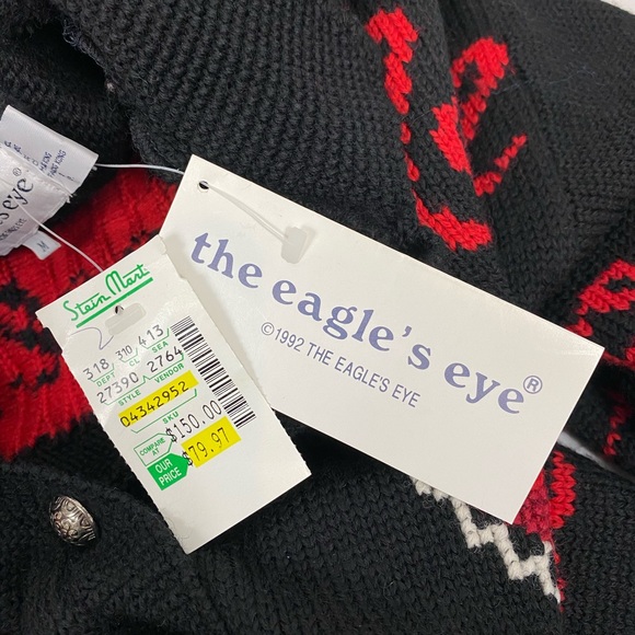 Vintage 1992 The Eagle’s Eye Wool Buttoned Christmas Sweater Sz. M Read - Picture 7 of 9